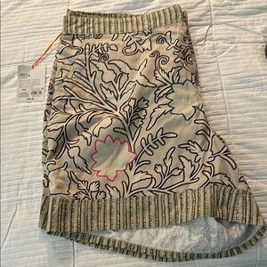 Plus Floral Patterned Shorts with Green Accents